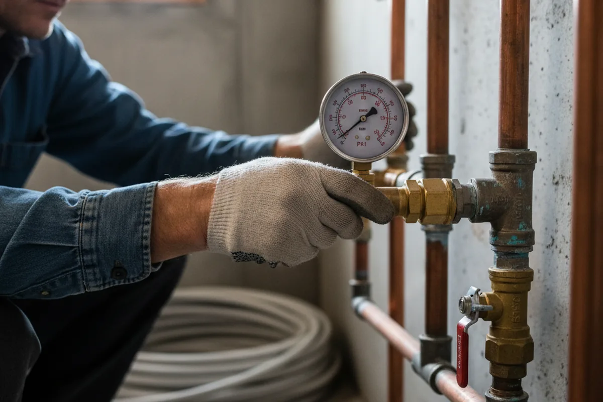 Pressure testing a repaired line during Water Line Repair in Lore City
